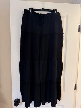 POL Black Tiered Flowy Pants
